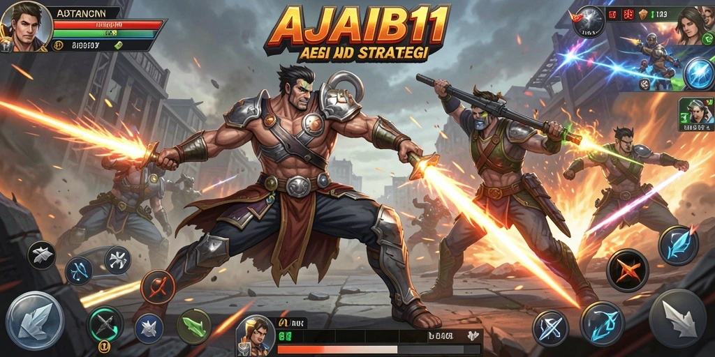 Tampilan dinamis pertarungan karakter dalam AJAIB11.