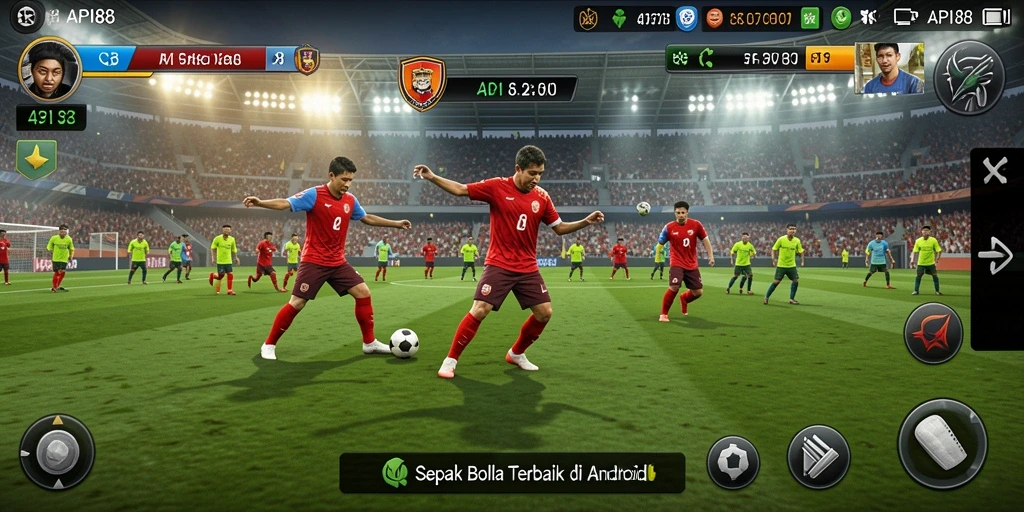 Tampilan gameplay seru dari API88 dengan aksi sepak bola menarik.
