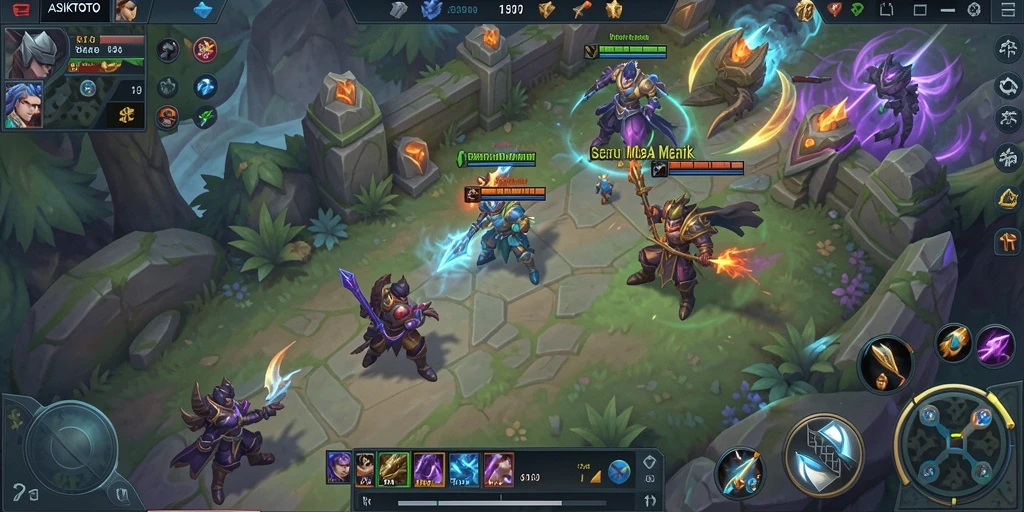 Gameplay seru di ASIKTOTO dengan pertarungan MOBA.