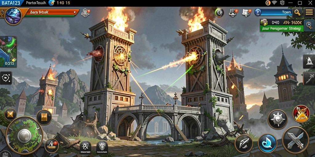Tampilan gameplay menara pertahanan yang mendebarkan di BATA123.