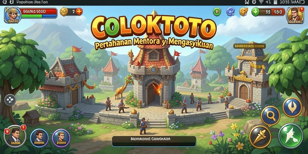 Screenshot gameplay COLOKTOTO menampilkan aksi menara yang berperang melawan musuh.