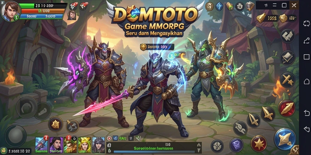 Screenshot utama DOMTOTO menampilkan petualangan dalam dunia MMORPG.