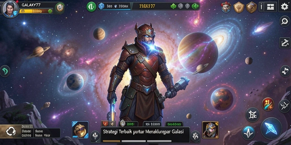 Tampilan menarik dari gameplay luar angkasa di GALAXY77.