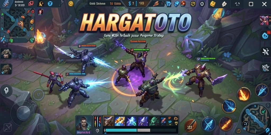 Tampilan menarik dari gameplay HARGATOTO di arena pertempuran MOBA.