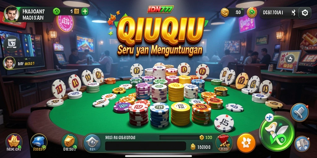 Tampilan utama gameplay QiuQiu di aplikasi IDN777.