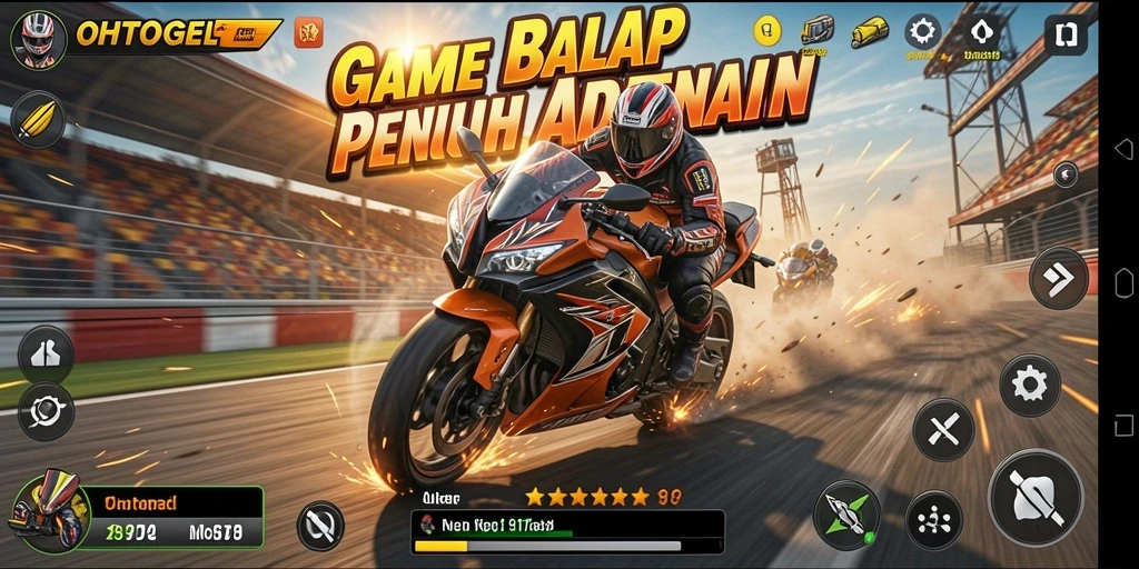 Tampilan gameplay menegangkan di OHTOGEL saat balapan motor.