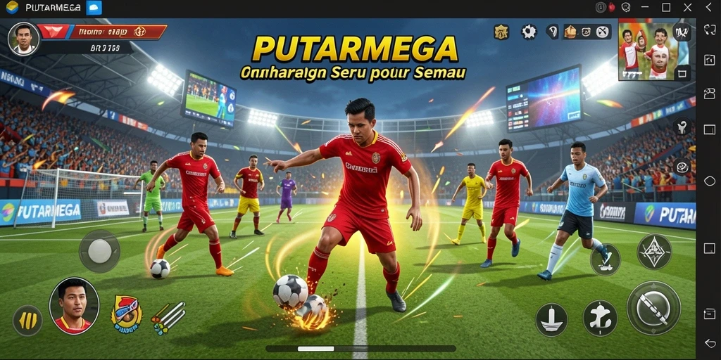 Screenshot PUTARMEGA menampilkan aksi seru dalam pertandingan olahraga.