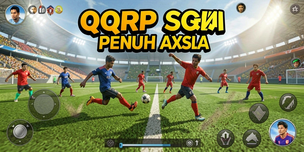 Tampilan gameplay <strong>QQRP</strong> saat pertandingan sepak bola yang mendebarkan.