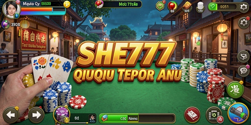 Screenshot gameplay SHE777 menampilkan aksi seru bermain QiuQiu.
